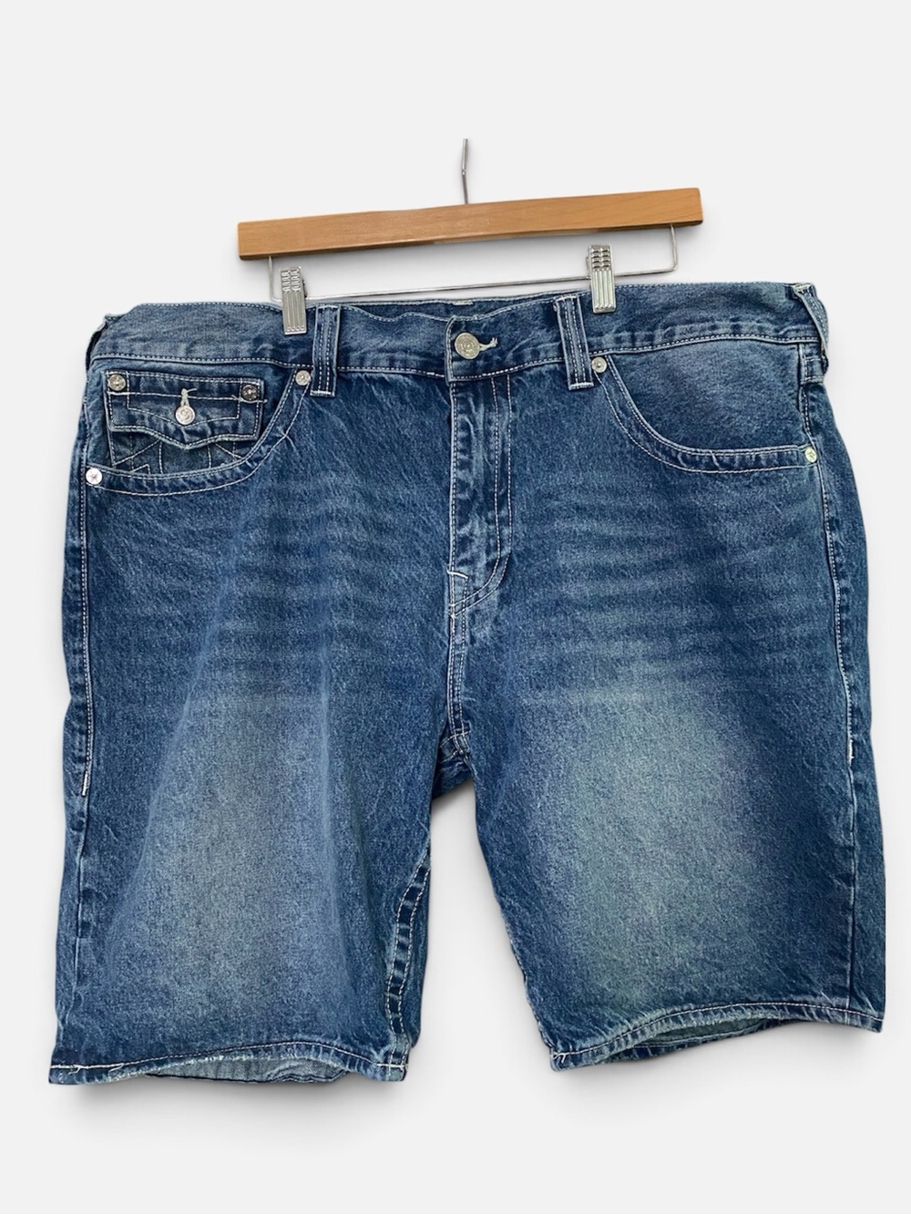 True Religion BOBBY Relaxed Baggy Blue Denim Shorts Size 42